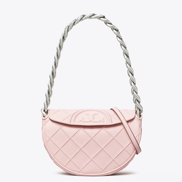 Tory Burch Mini Fleming Soft Crescent Shoulder Bag - Pale Pink - Picture 2 of 8